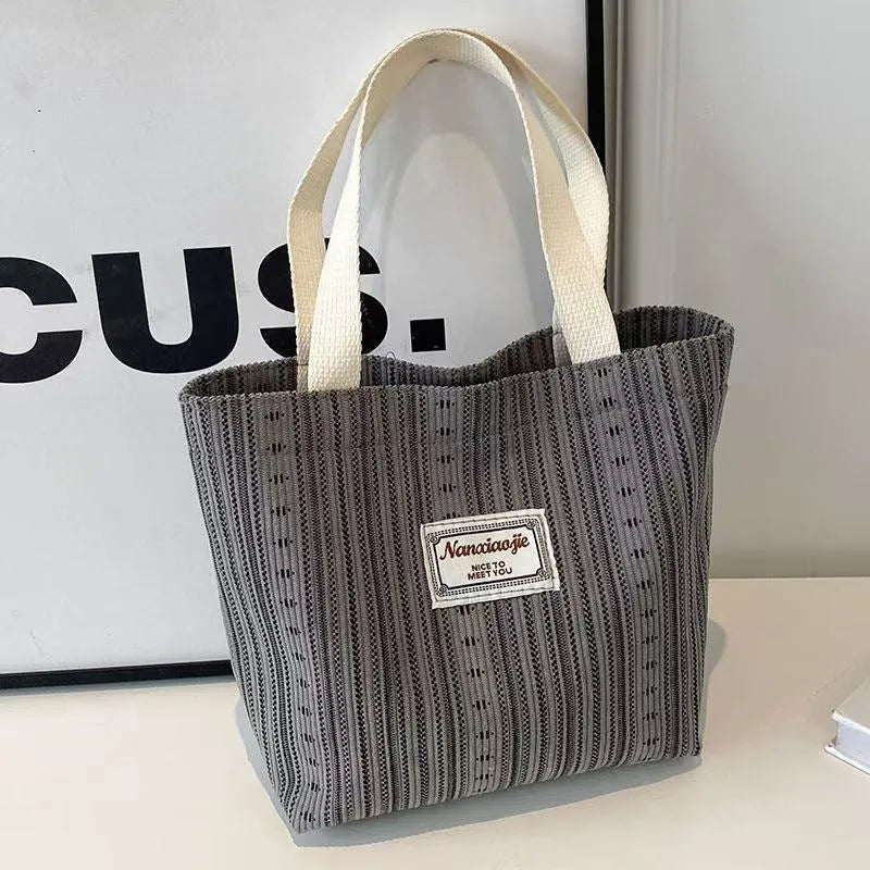 Japanese style corduroy crossbody bag in dark brown, grey, or ivory white with large capacity