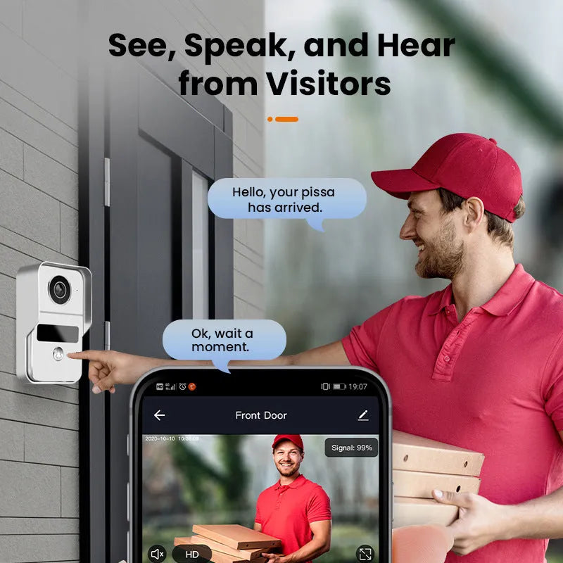 10-inch wireless video intercom doorbell system with colour HD camera and remote unlocking capability