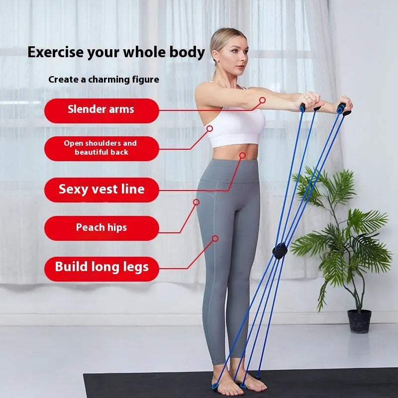 Blue eight-character TPR puller resistance band for women's shoulder fitness exercises