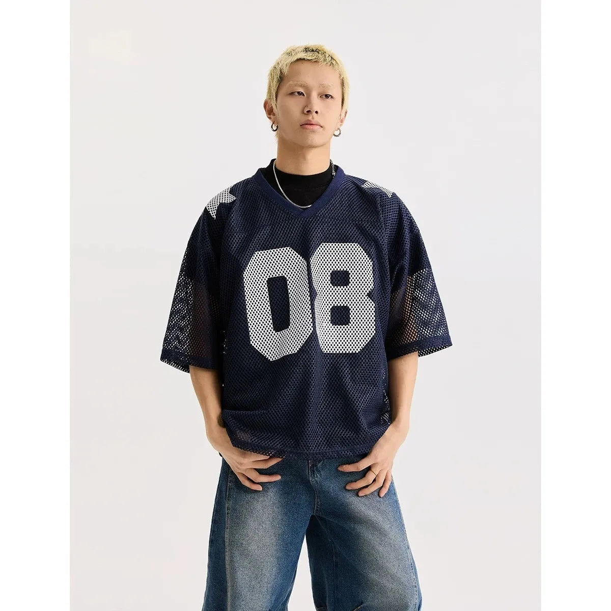 Black half sleeve shirt with letter pattern, loose pullover style, short sleeves