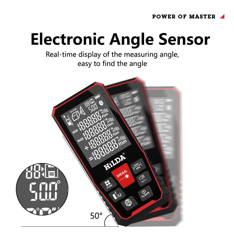 Handheld plastic laser rangefinder for distance measurement up to 120 metres