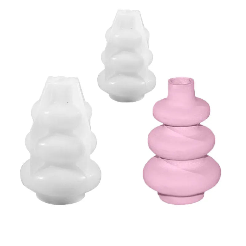Three layer circle vase silicone mould for decorative baking and craft ornaments