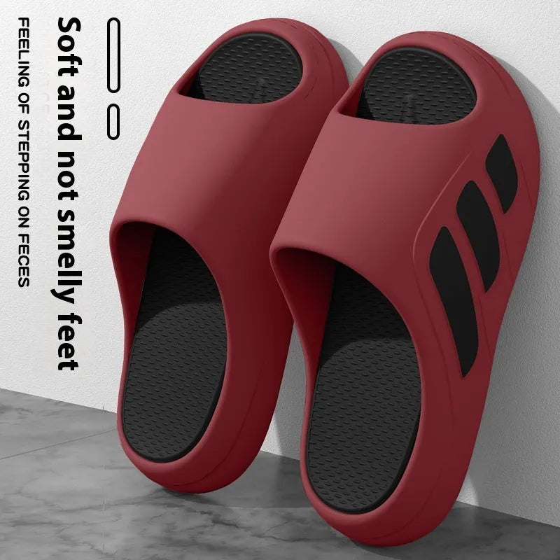 Men's thick-soled EVA platform slippers in flip-flop style, shown in various colour options.