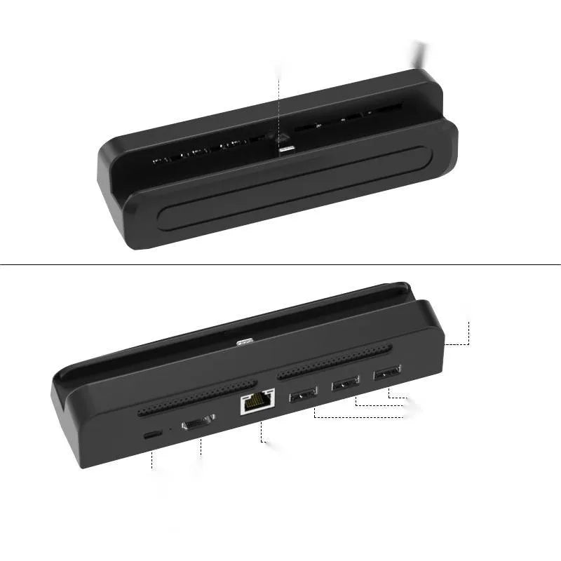 Game console portable adapter with aluminium alloy housing showing Type-C port and compact 10cm design