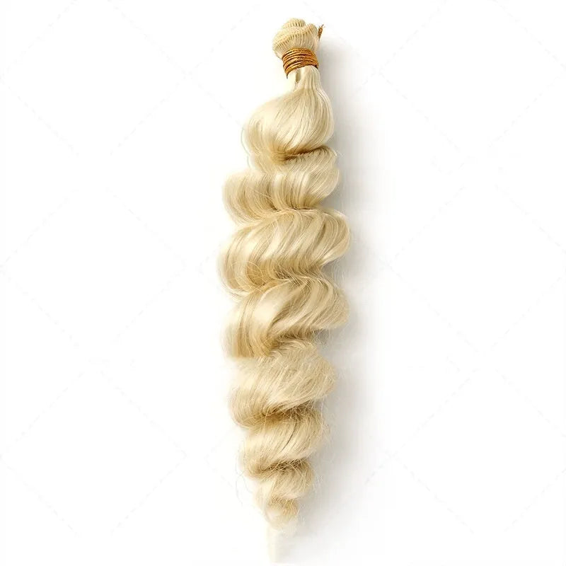 Golden chemical fibre hair weft wig for women in 18, 20 and 22 inch lengths