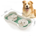 Large green dog slow feeder bowl with three puzzle trays and anti-slip suction cups