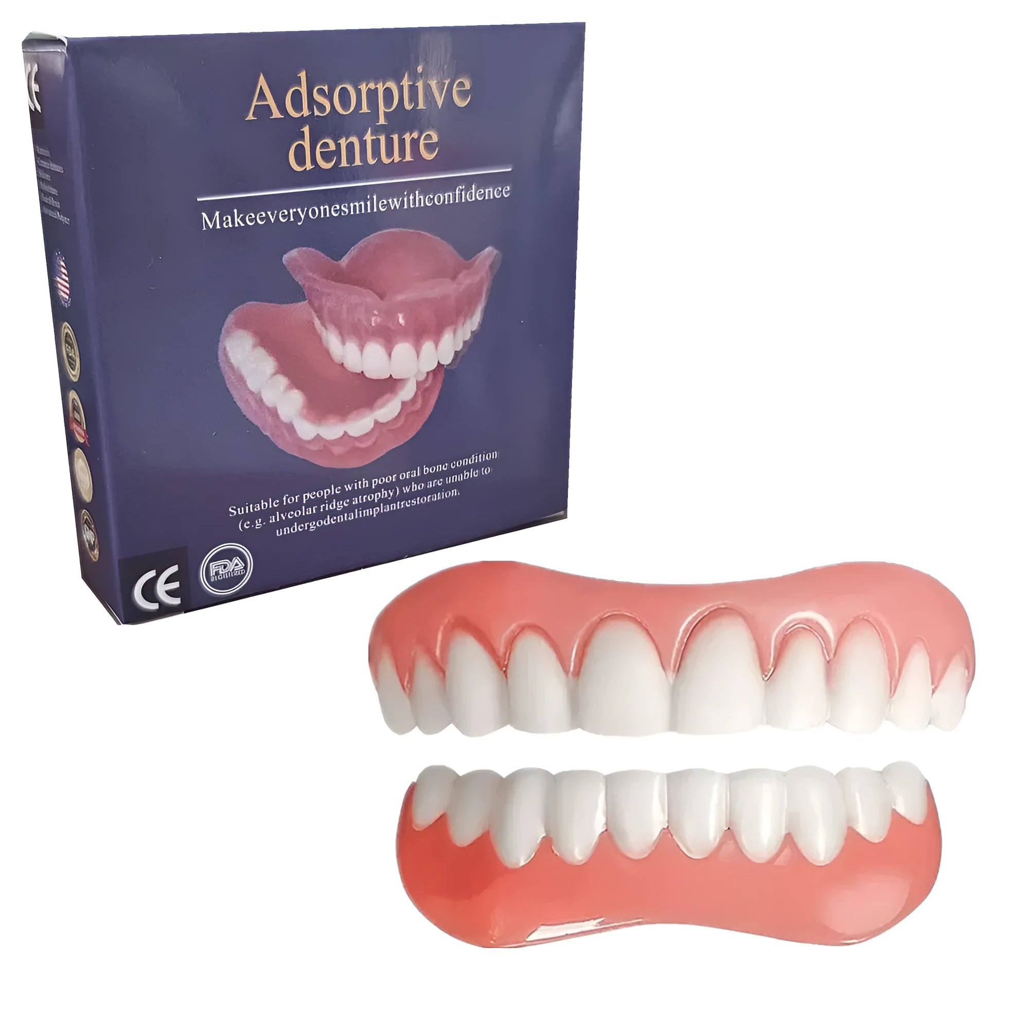 Disposable silicone simulation dentures for dental training with upper and lower teeth