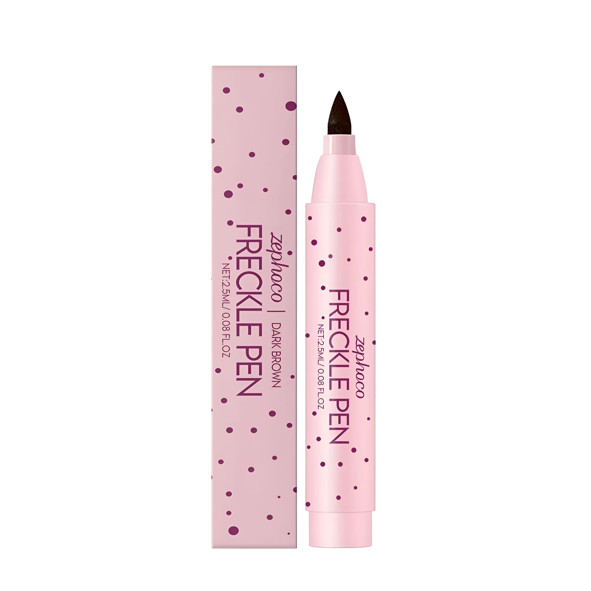 Freckle pen cosmetic tool for applying beauty spots and faux freckles in dark brown or light brown
