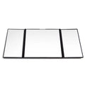 Silver folding car visor makeup mirror SD-2408 shown open and closed with ABS frame
