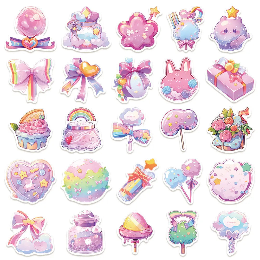 Fresh candy small object decorative waterproof stickers in 4-7cm sizes, pack of 50 sheets