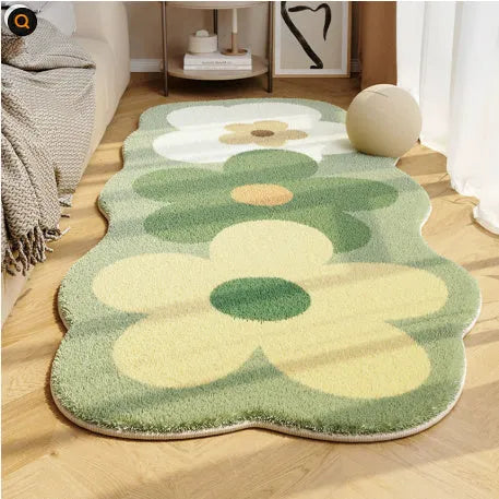 Flower shaped cashmere bedside blanket with alien cartoon design in multiple colour options