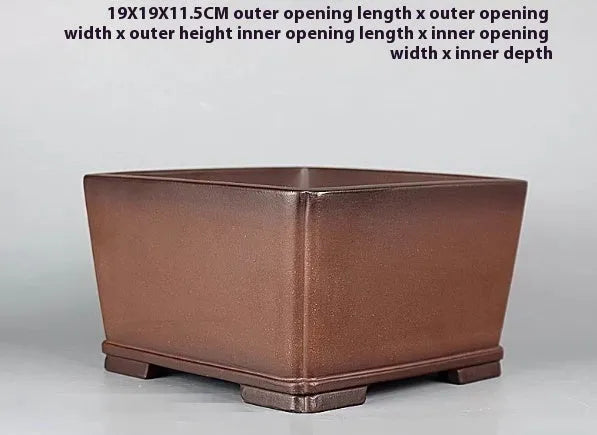 Brown handmade purple clay classical flower pot with drainage hole