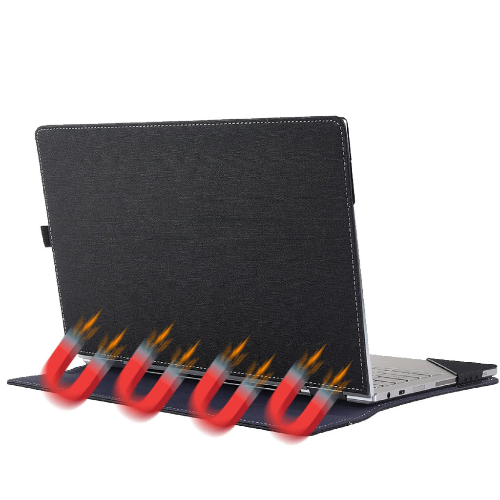 Black imitation leather protective sleeve for Microsoft Surface Laptop 6 with bracket closure