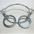 Stainless steel survival wire saw with thumb rings, total length 70cm for outdoor cutting tasks.