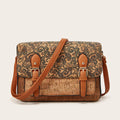 Women's one-shoulder crossbody printed bag in PU leather with botanical design