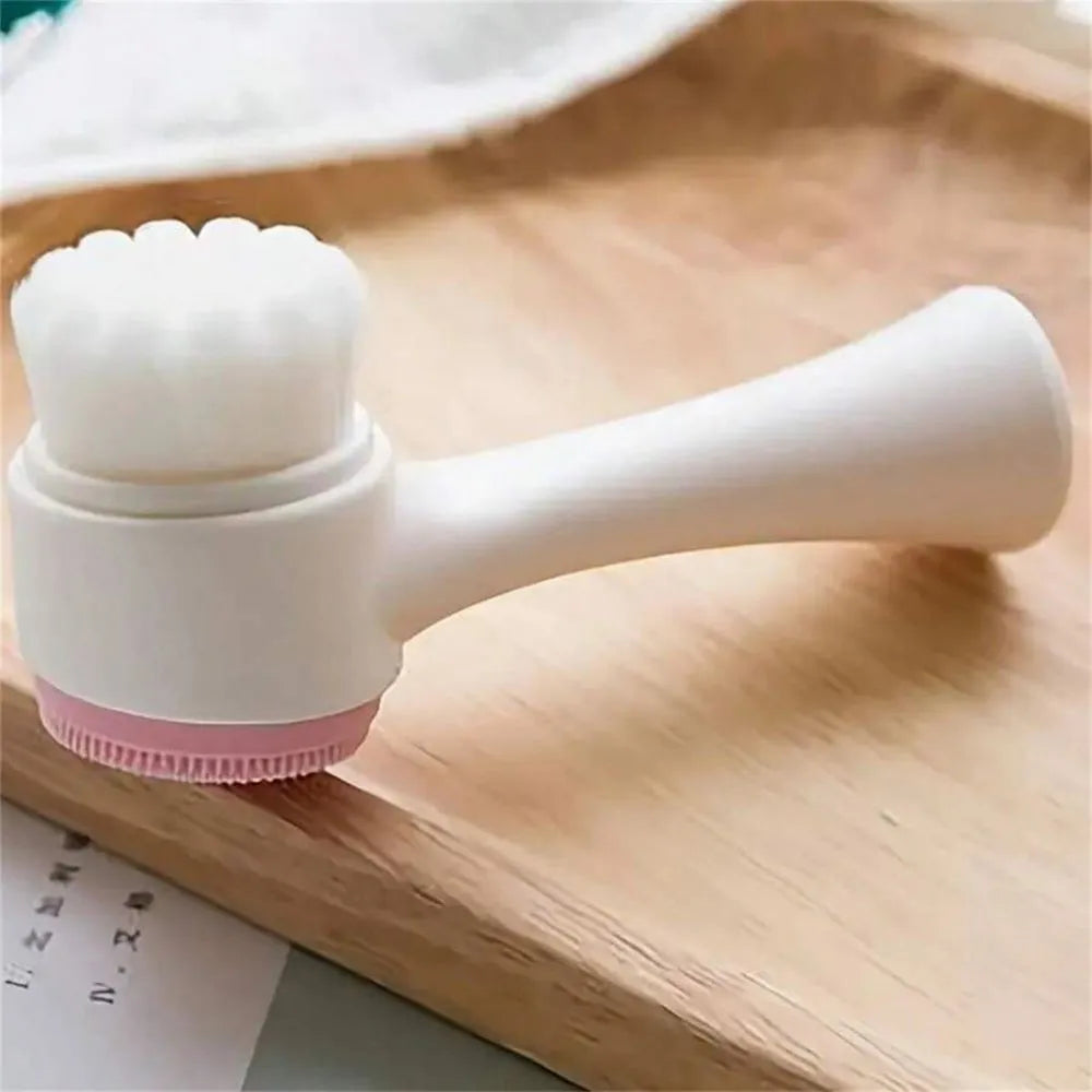 Blue nylon bristle pet paw brush with a plastic handle for grooming dogs and cats