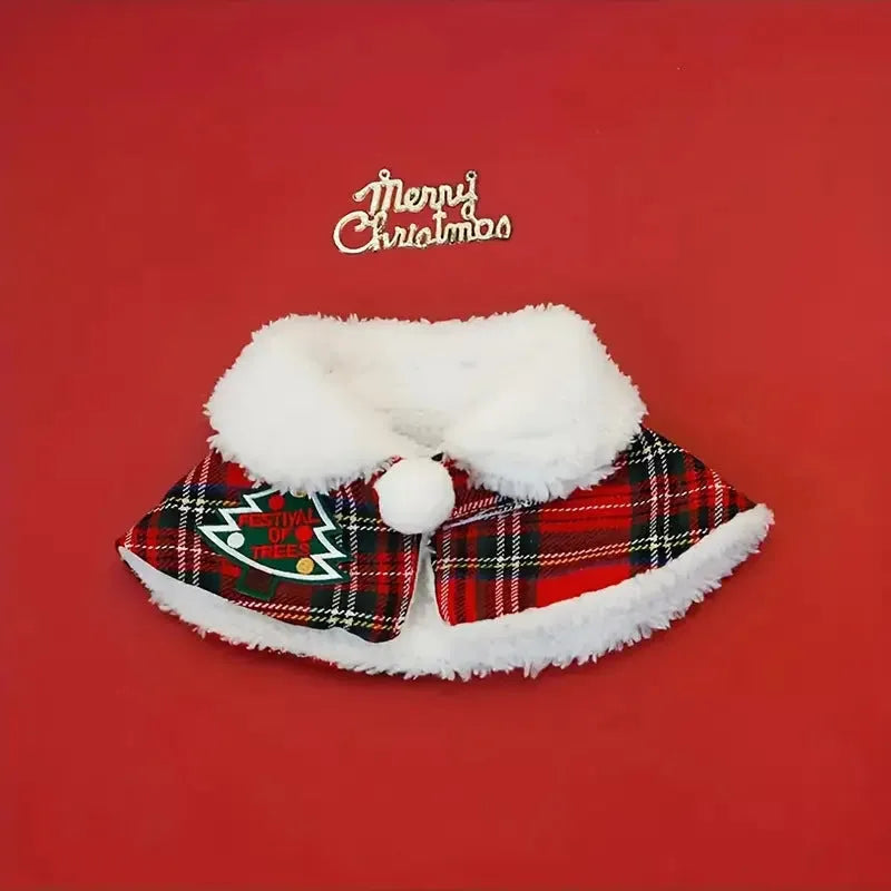 Polyester pet Christmas cloak dog shawl cat warm scarf in snowflake or bell designs