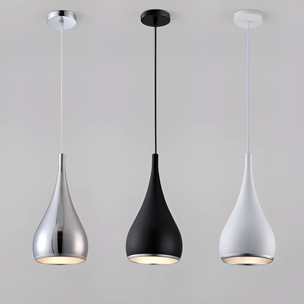 Minimalist iron restaurant chandelier bedside lamp in black, chrome or white finishes
