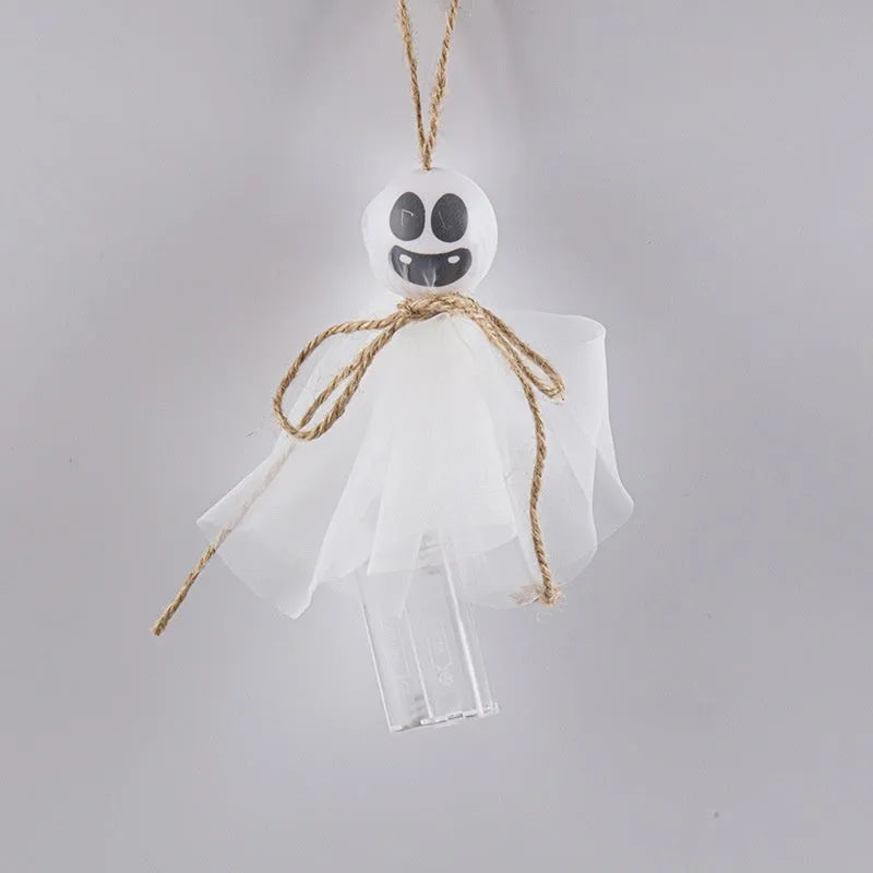 Halloween ghost-themed LED string lights with colourful beads and a battery box for cord-free decoration.
