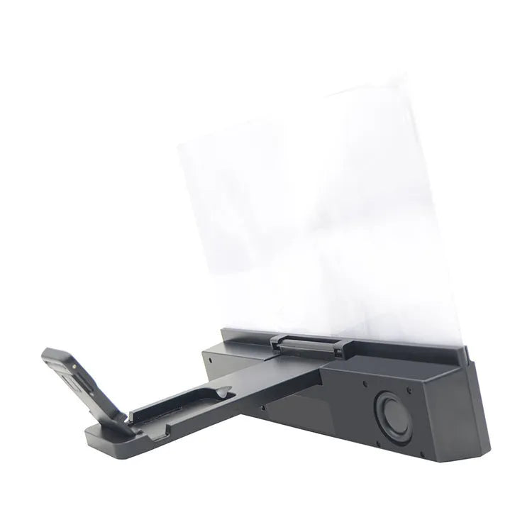12-inch mobile phone screen amplifier with acrylic lens and ABS housing showing Bluetooth audio capability