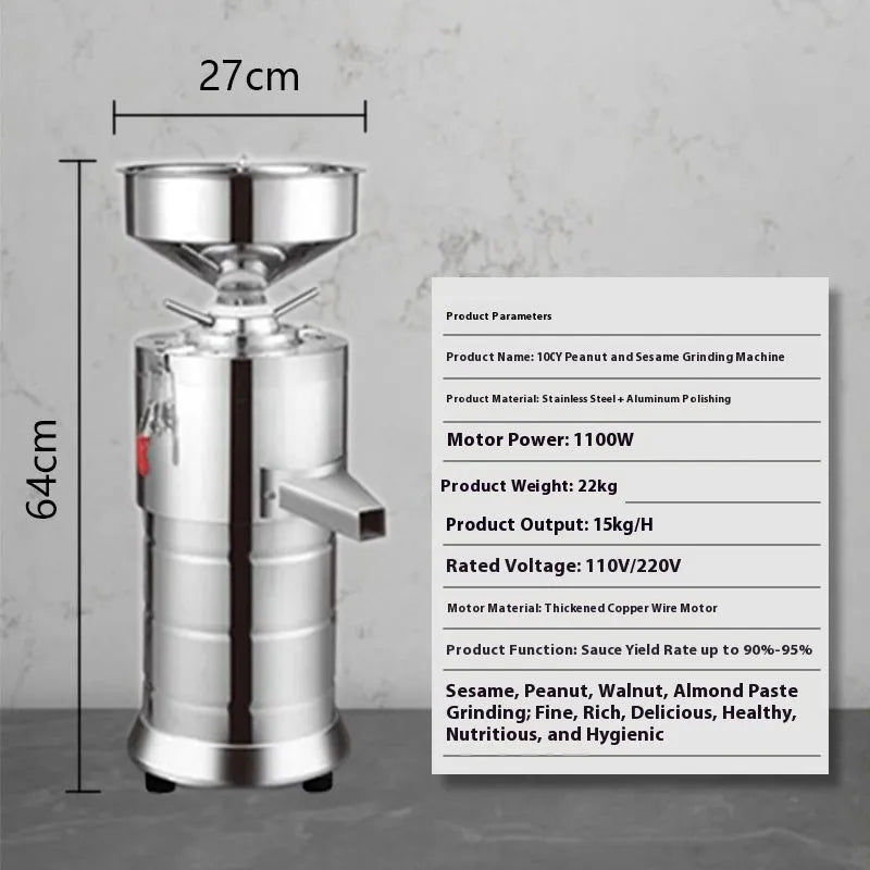 ZX-100Y stainless steel electric sesame paste machine with 100mm grinding wheel for household use