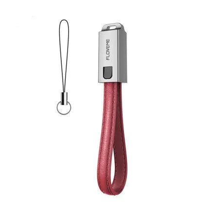 20cm leather USB-C to Lightning charging cable for iPhone in red, black or brown with zinc alloy connectors