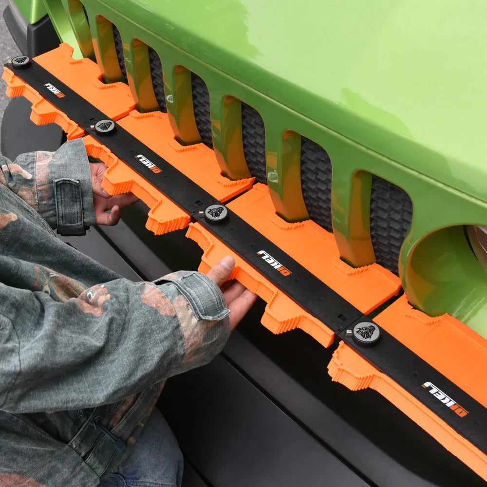 10-inch contour gauge tool with stainless steel pins and a locking belt on a blue ABS body.