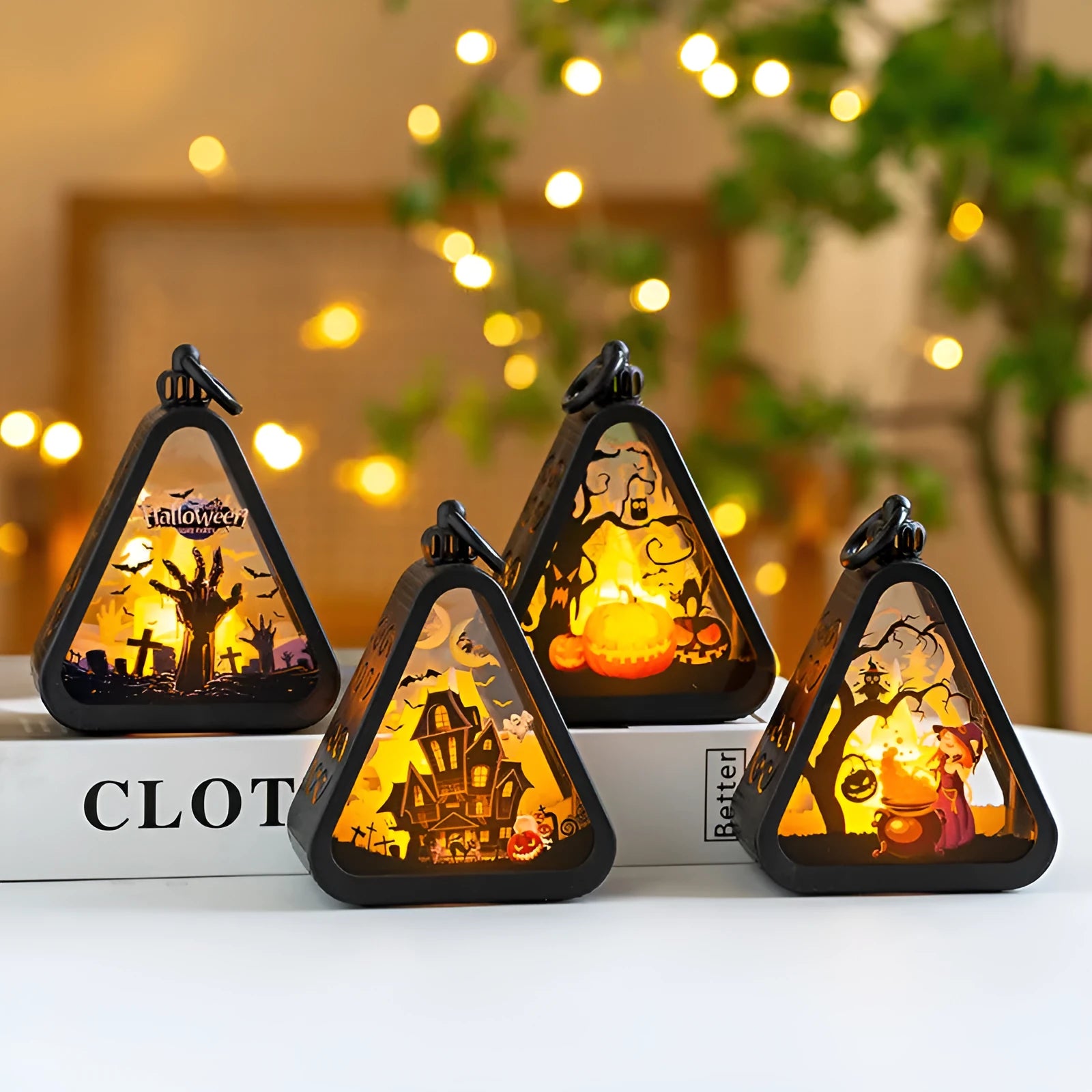 Halloween pumpkin lamp decoration with battery operation in four colour designs