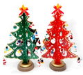 Hand-painted wooden Christmas tree desktop decoration in red and green, 36cm tall