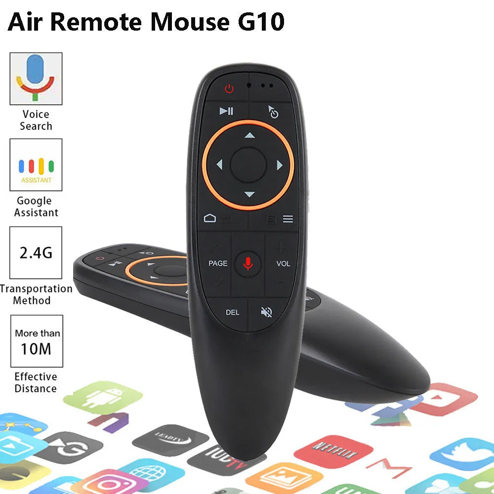 G10 G10S intelligent voice remote control with air mouse function showing silicone buttons on plastic shell