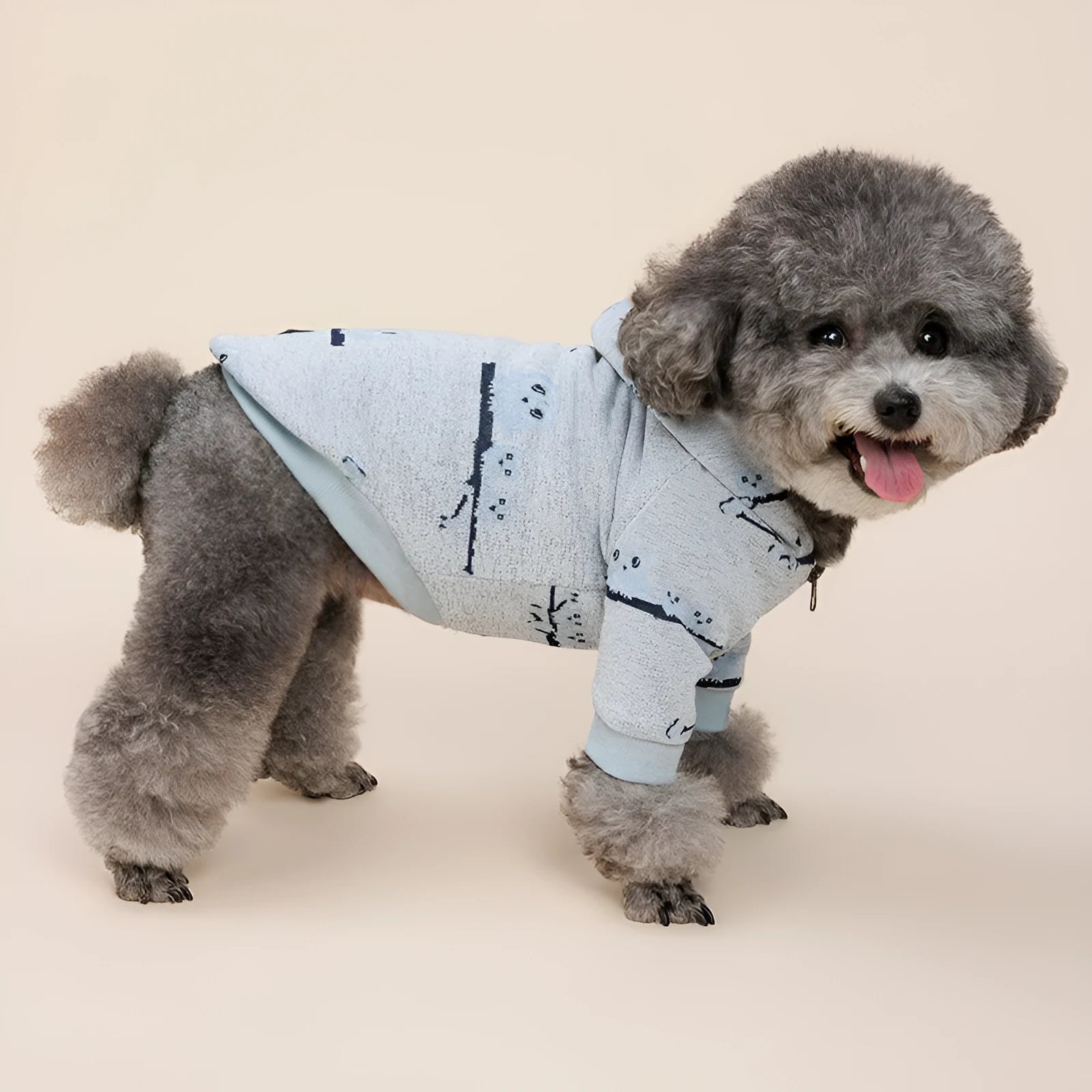Blue or pink cotton dog sweater with zipper front and casual pattern design