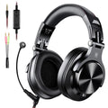 OneOdio over-ear headphones in black and red colour options on a grey background.