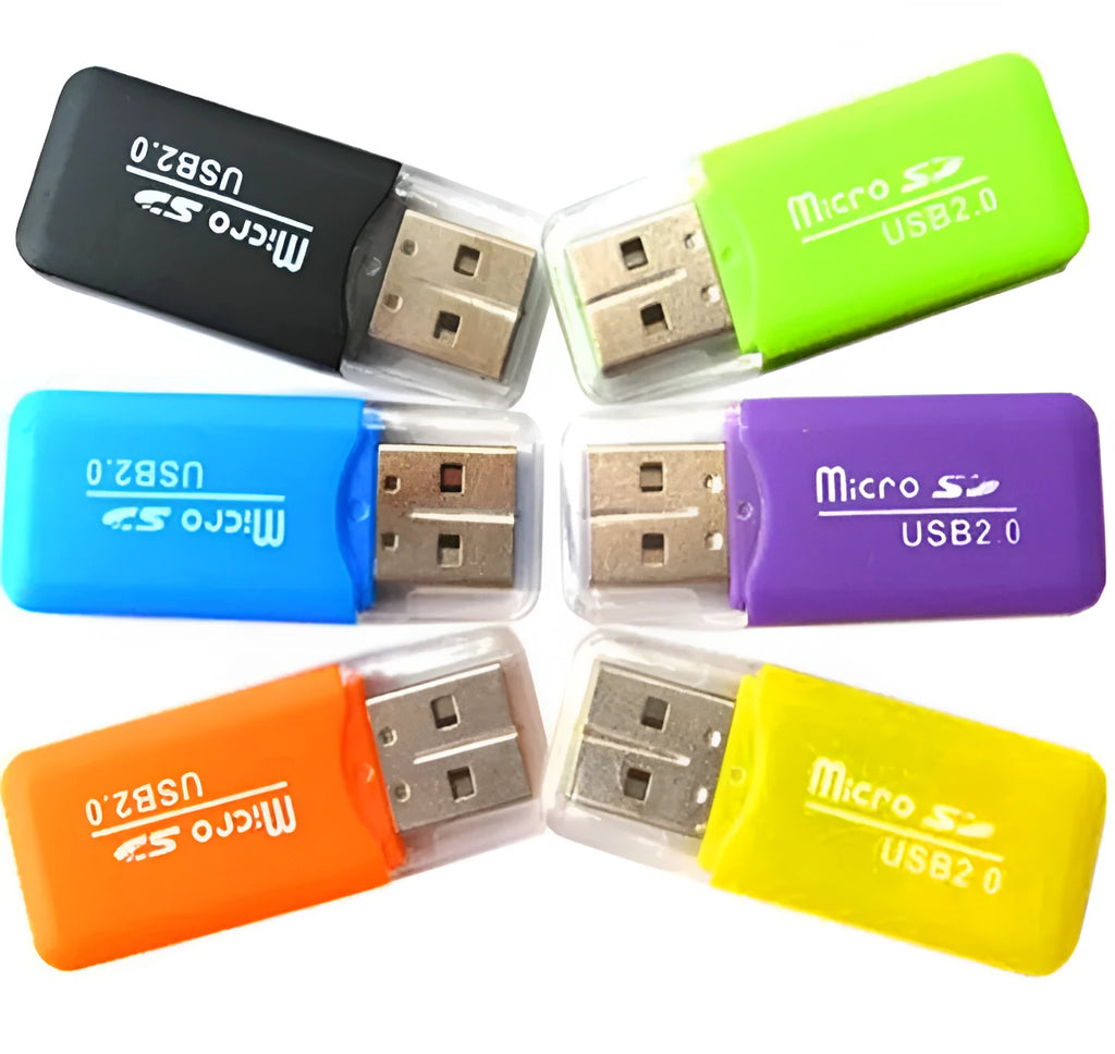 Small white mini USB TF memory card reader adapter for data transfer