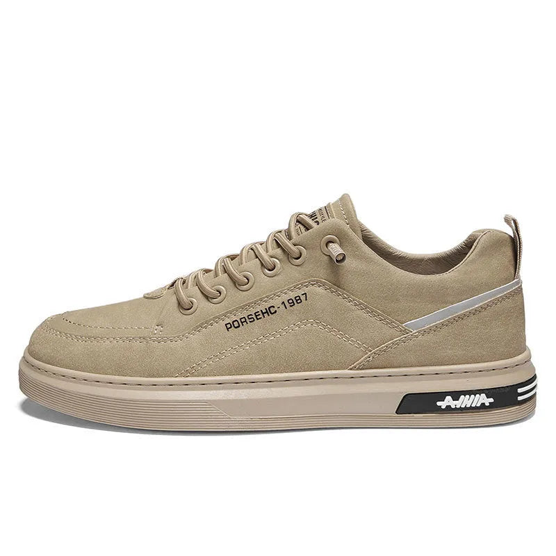 Men's waterproof casual work shoes with non-slip rubber soles in black, grey, or khaki colours