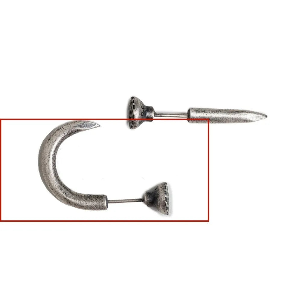 S925 sterling silver nail stud earrings in straight and curved styles with ear hook design