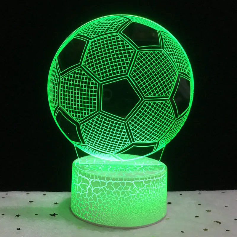 3D football design night light showing colour changing modes with touch controls