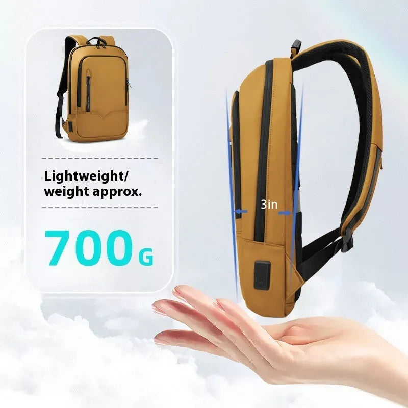 Lightweight polyester laptop backpack with USB charging port in multiple colour options