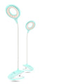 Green, pink, and white USB rechargeable table lamp with a touch switch on a wooden desk.