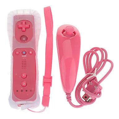 Nintendo Wii left and right gamepad controllers with infrared sensor in selected colour.