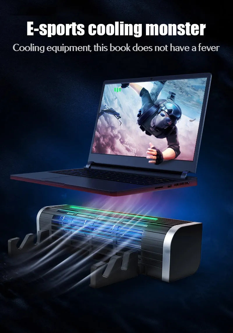 Black USB-powered notebook cooling pad with fan, dimensions 294mm by 65mm.