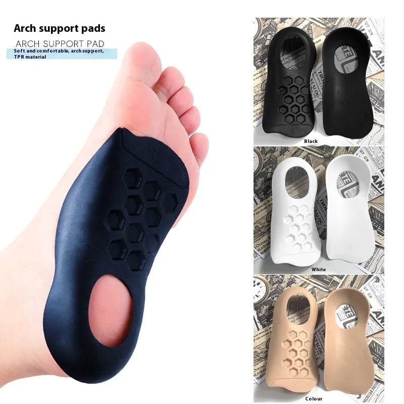 TPR arch support insole with varus correction design in three colour options
