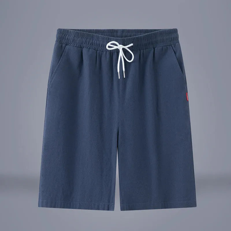 Cotton and linen cropped trousers in solid colours with a drawstring mid-waist