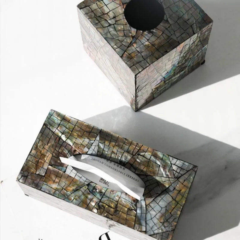 Black natural shell storage box with removable organisation compartments, rectangular and square options