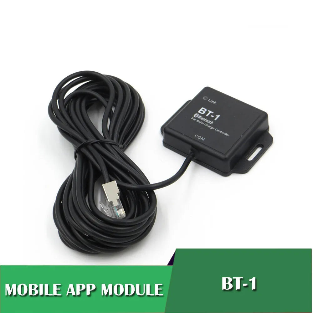BT-1 model solar charge controller with integrated Bluetooth module for wireless monitoring.