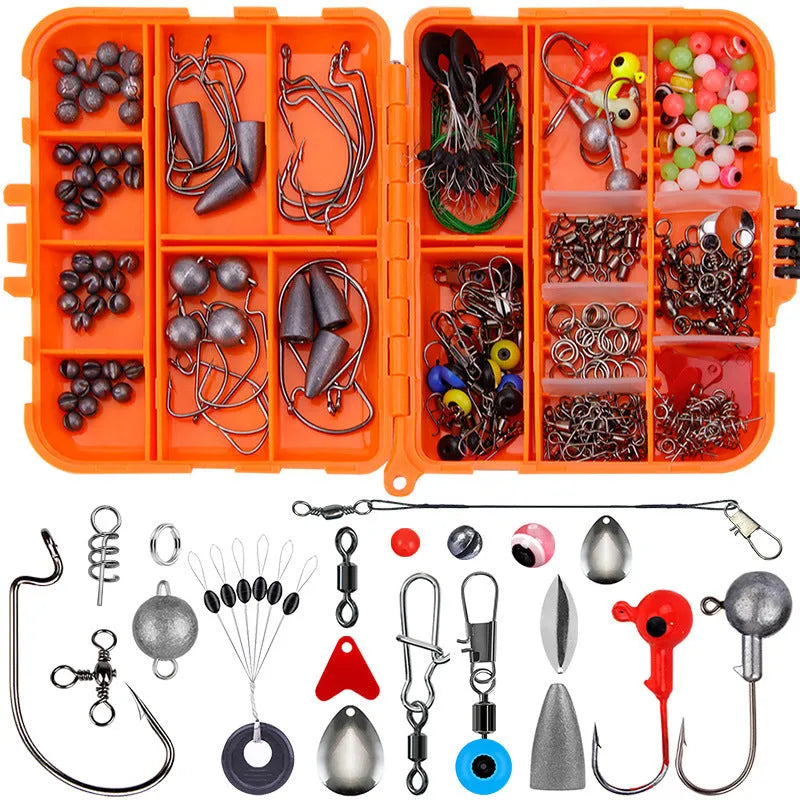 Weihe 257-piece fishing lure accessories set in ABS plastic organiser box for sea and rock fishing