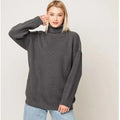 Women's high neck pullover sweater in imitation cashmere with 3D pattern