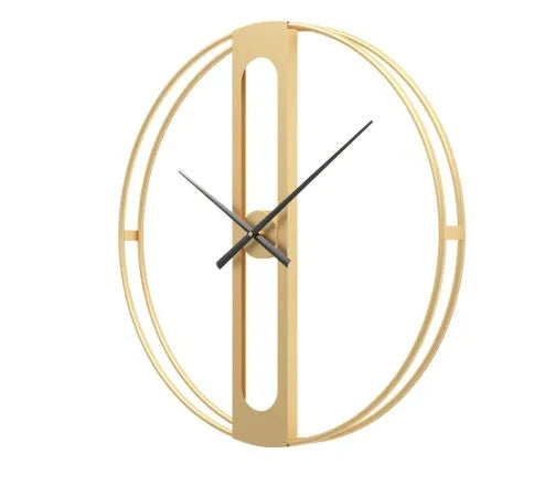 Large 50 cm round metal wall clock with Arabic numerals in black or gold finish
