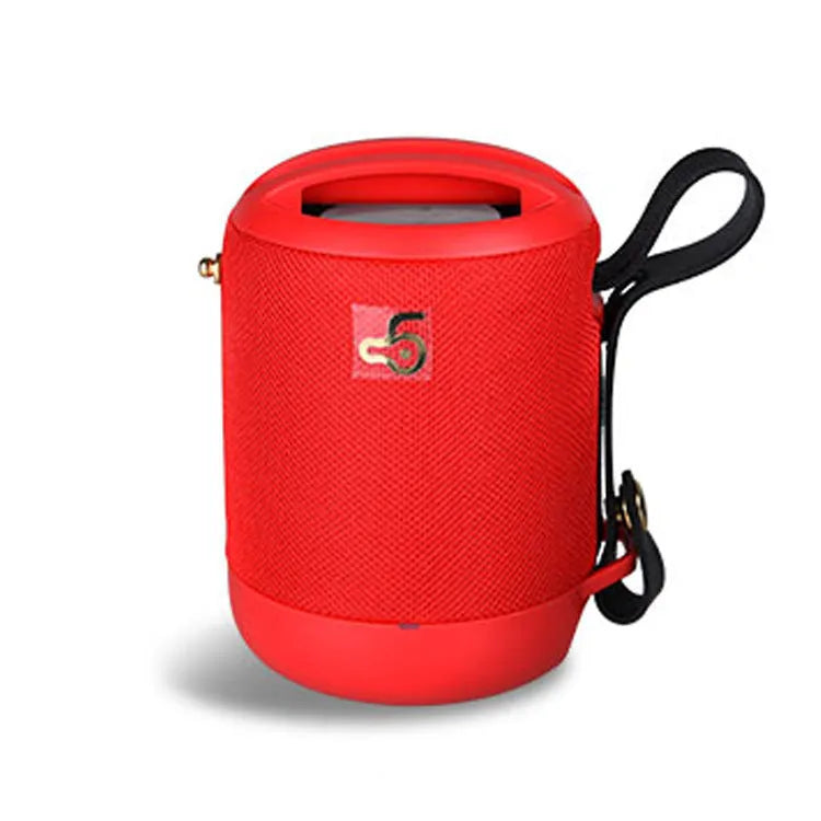 Waterproof portable Bluetooth speaker with subwoofer in compact 81x81x116mm metal chassis with carrying belt