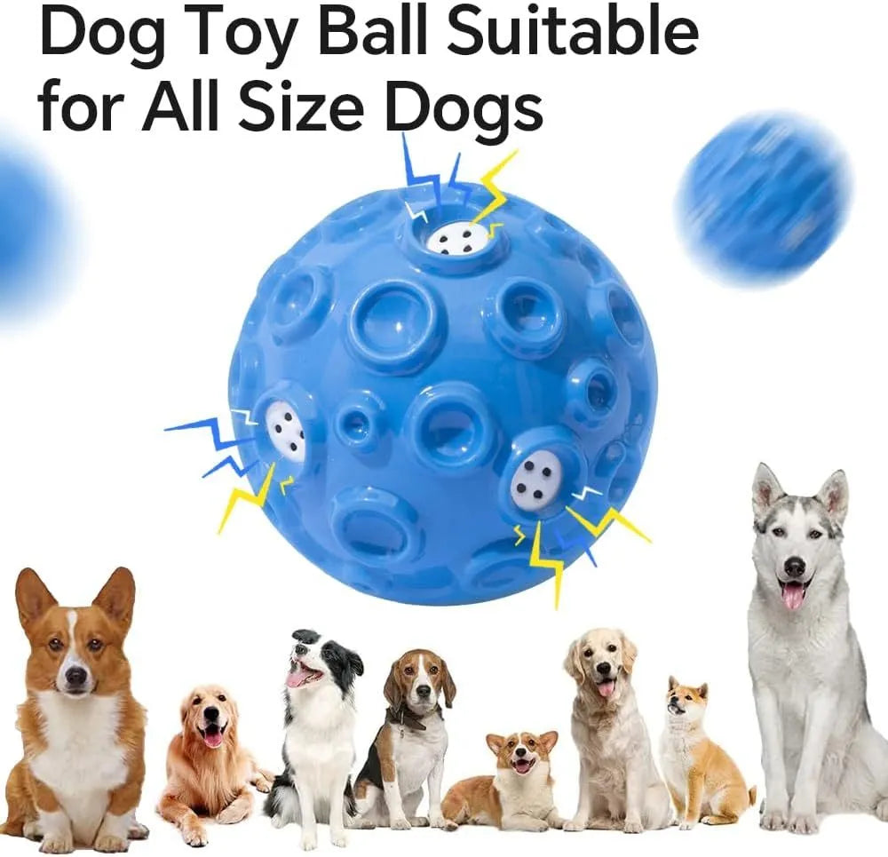 Colourful durable dog chew ball with textured meteorite bumps for teeth cleaning