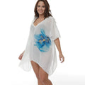 White plus size beach cover-up blouse for swimming with loose fitting design